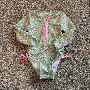 Cat & Jack 18M Floral Long Sleeve Swimsuit
